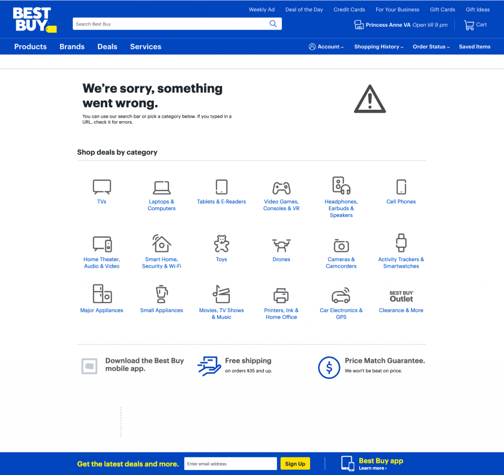 best buy page not found