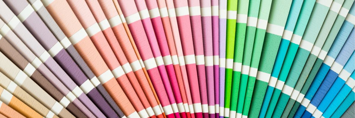 wide variety of colors displayed on paper strips